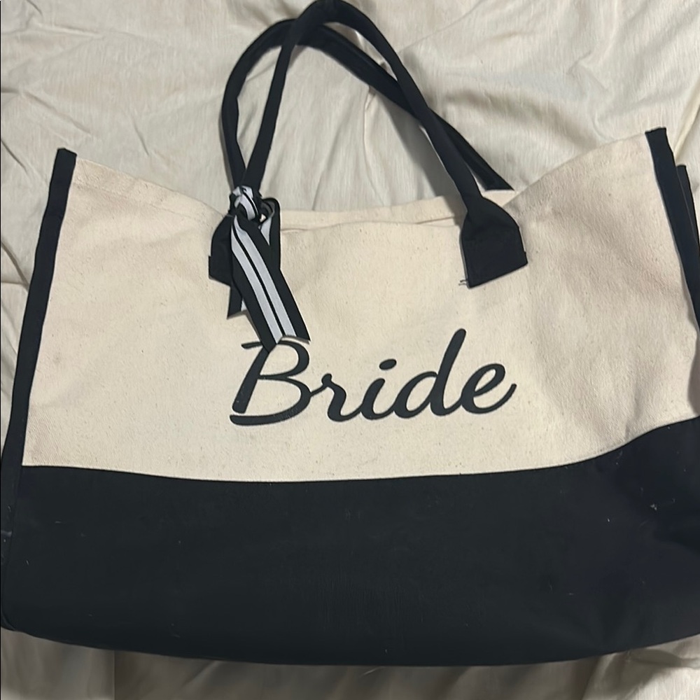 Bride Canvas Tote Bag - Black and White